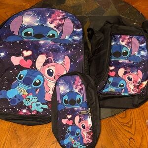Stitches Kids Backpack Set - Black and Pink